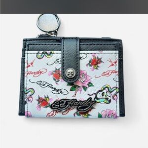 Ed Hardy Multicolor Floral Skull Wallet